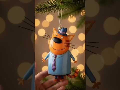 Новогодние игрушки три кота. #ии #нейросети #мультик