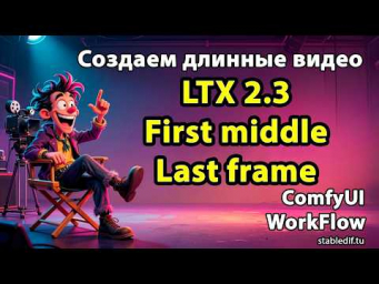 LTX 2.3 First Middle Last Frame. Генерация по первому и последнему кадру